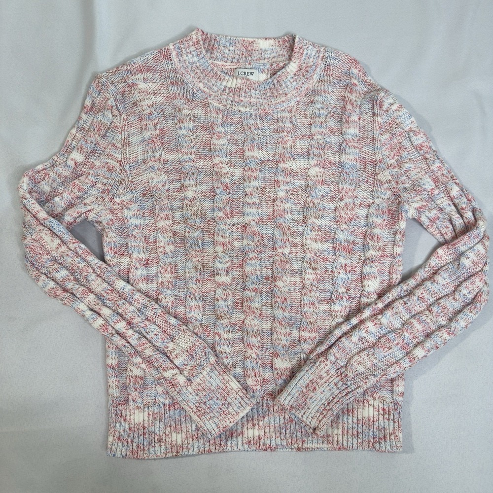 J‎ Crew Womens M Sweater Cable Knit Pullover Fisherman Crewneck Preppy Academia
